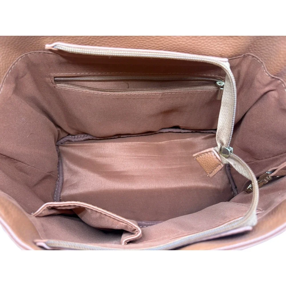 doTERRA Backpack Womens OS Brown Like New Vegan Leather‎ Gold Hardware Bag
